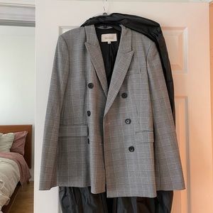 Equipment /Tabitha Simmons grey plaid tailored blazer